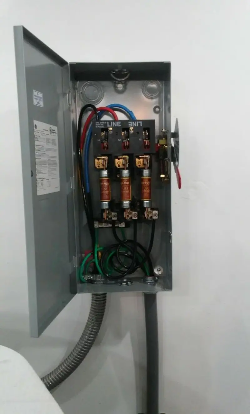 Three-phase disconnect switch installed for Electrical Wiring & Rewiring in Waggaman